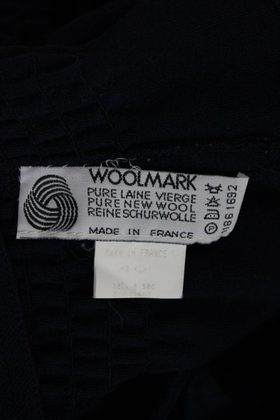 Sonia Rykiel Women Skirt Suit Set Blue Wool Long Sleeve Size 40