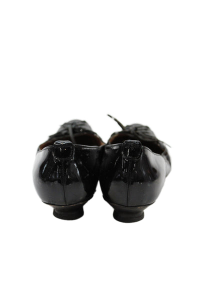 Fratelli Rossetti Womens Patent Leather Lace-Up Flats Black Size 8.5