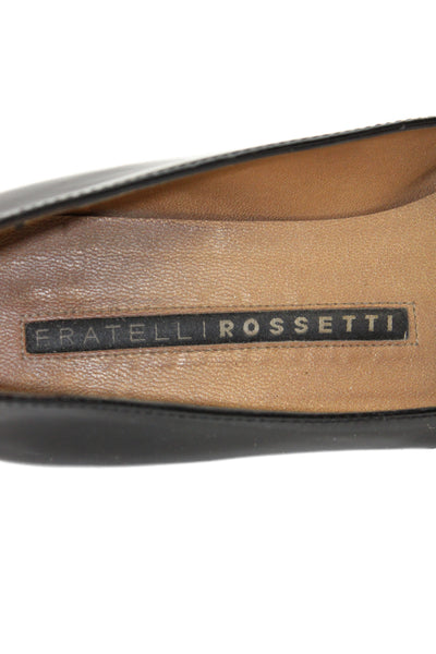 Fratelli Rossetti Womens Patent Leather Lace-Up Flats Black Size 8.5