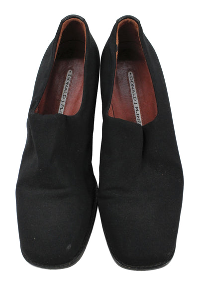 Donald J Pliner Womens Slip On Block Heels Shoes Solid Black Size 7.5M