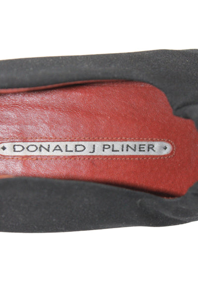 Donald J Pliner Womens Slip On Block Heels Shoes Solid Black Size 7.5M