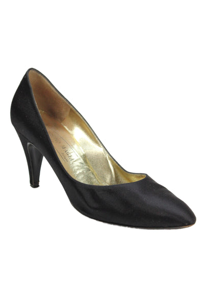Bruno Magli Womens Slip On High Heels Pumps Shoes Solid Black Size 9.5AA