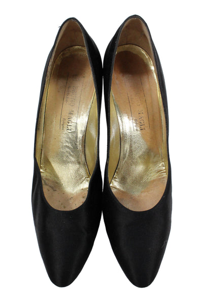 Bruno Magli Womens Slip On High Heels Pumps Shoes Solid Black Size 9.5AA