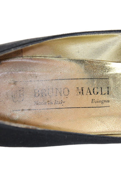 Bruno Magli Womens Slip On High Heels Pumps Shoes Solid Black Size 9.5AA
