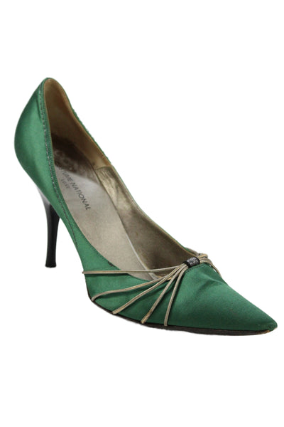 Costume National Womens Embellished Pointed Toe High Heels Shoes Green Size 10