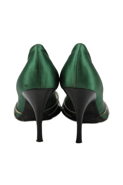 Costume National Womens Embellished Pointed Toe High Heels Shoes Green Size 10