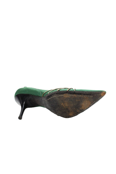 Costume National Womens Embellished Pointed Toe High Heels Shoes Green Size 10