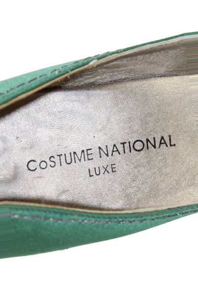 Costume National Womens Embellished Pointed Toe High Heels Shoes Green Size 10