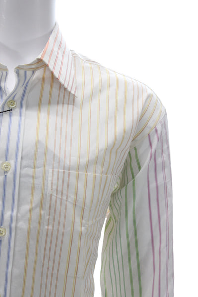 Ike Behar Mens Blue Striped Cotton Dress Shirt Standard Cuff 34/35 Size 16