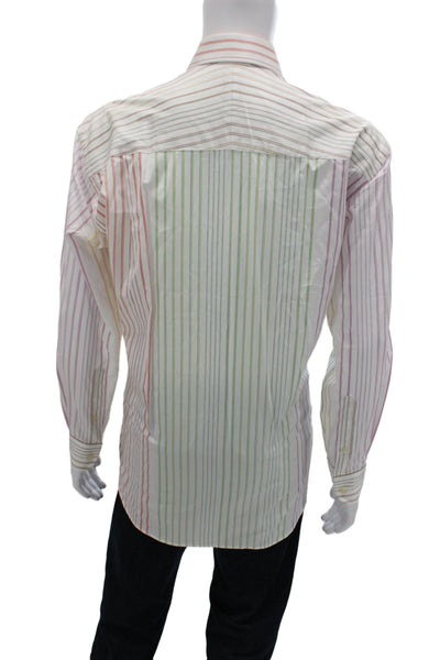 Ike Behar Mens Blue Striped Cotton Dress Shirt Standard Cuff 34/35 Size 16