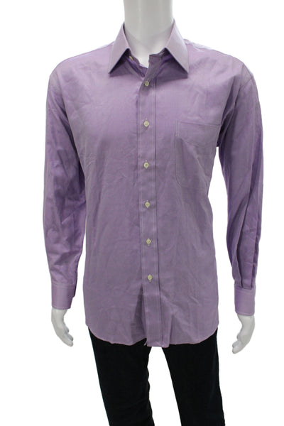 Ike Behar Mens Purple 100% Cotton Classic Dress Shirt Standard Cuff Size 16