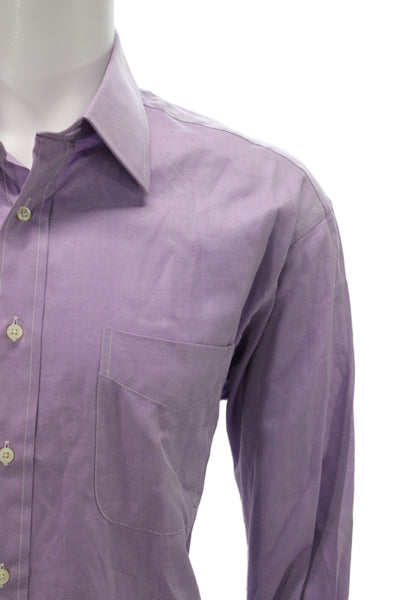 Ike Behar Mens Purple 100% Cotton Classic Dress Shirt Standard Cuff Size 16