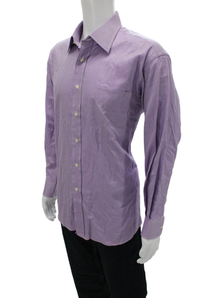 Ike Behar Mens Purple 100% Cotton Classic Dress Shirt Standard Cuff Size 16