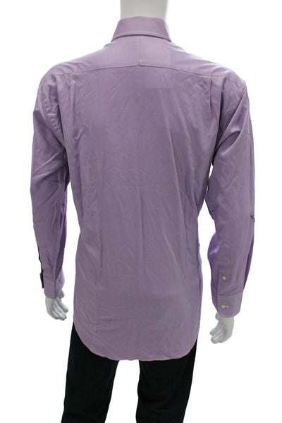 Ike Behar Mens Purple 100% Cotton Classic Dress Shirt Standard Cuff Size 16