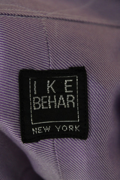 Ike Behar Mens Purple 100% Cotton Classic Dress Shirt Standard Cuff Size 16