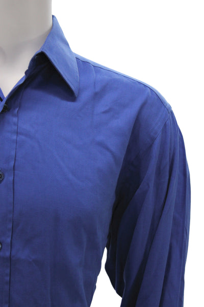 Gucci Mens Blue Dress Shirt 100% Cotton Collared Long Sleeve Size L