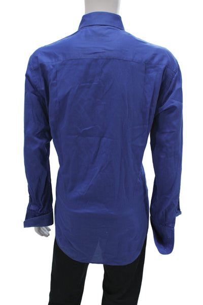 Gucci Mens Blue Dress Shirt 100% Cotton Collared Long Sleeve Size L