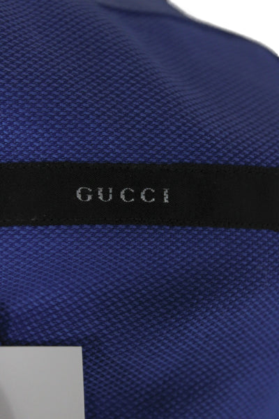 Gucci Mens Blue Dress Shirt 100% Cotton Collared Long Sleeve Size L
