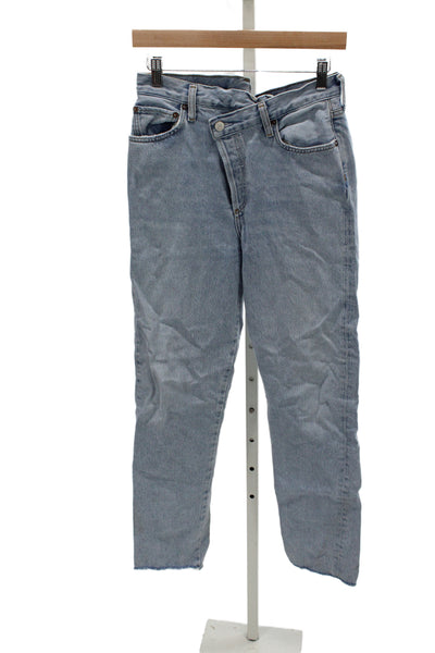 Agolde Women Straight Jeans Blue Mid Rise Button Fly 31in Inseam Size 26