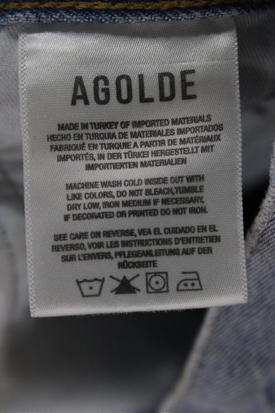 Agolde Women Straight Jeans Blue Mid Rise Button Fly 31in Inseam Size 26