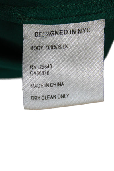 Intermix Womens Silk V-Neck Tunic Long Sleeve Zip Green Size 2