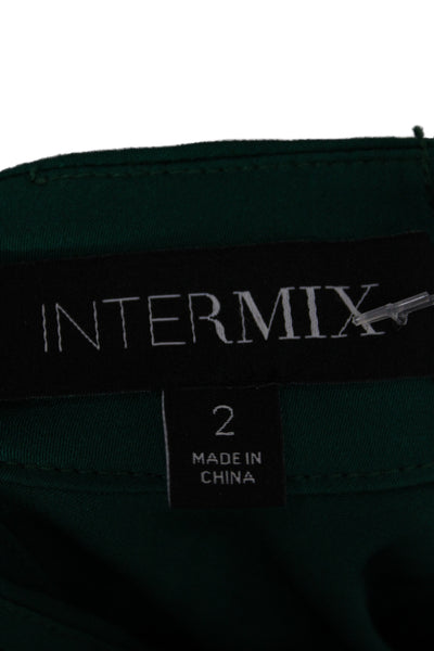 Intermix Womens Silk V-Neck Tunic Long Sleeve Zip Green Size 2