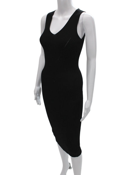 Michael Michael Kors Women Bodycon Black Midi V-Neck Sleeveless Dress Size M