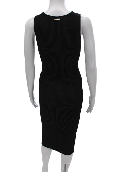 Michael Michael Kors Women Bodycon Black Midi V-Neck Sleeveless Dress Size M