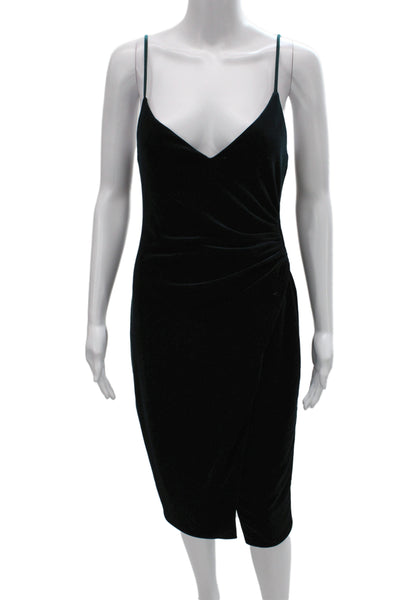 Black Halo Womens Bodycon Green V-Neck Sleeveless Dress 90% Polyamide Size 8