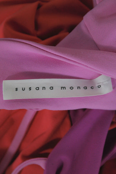 Susana Monaco Women Bodycon Mid-Calf Sleeveless Square Neck Pink Dress Size S