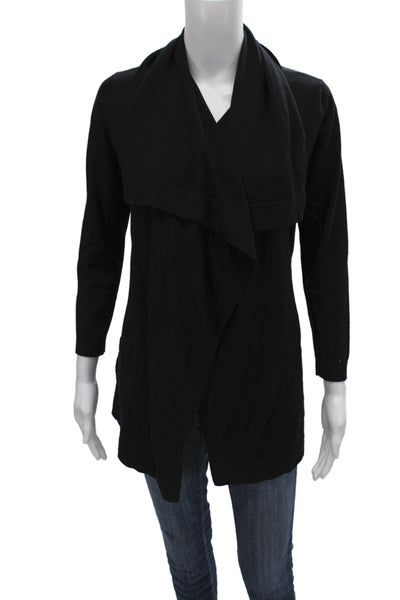 Theory Women Cardigan Black Cowl Neck Long Sleeve 94% Wool Size S