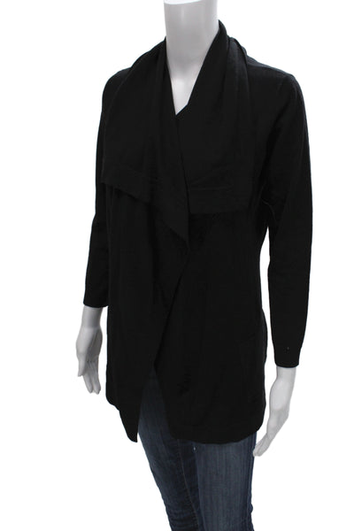 Theory Women Cardigan Black Cowl Neck Long Sleeve 94% Wool Size S