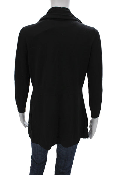 Theory Women Cardigan Black Cowl Neck Long Sleeve 94% Wool Size S