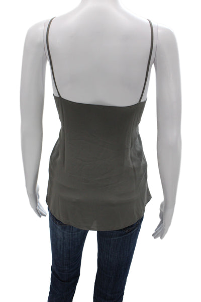 Solemio Women Gray Lace V-Neck Tank Polyester Sleeveless Size M
