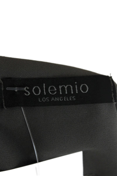 Solemio Women Gray Lace V-Neck Tank Polyester Sleeveless Size M