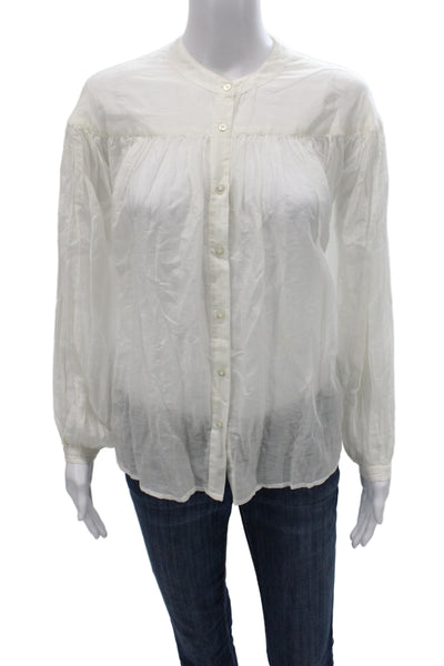 Berenice Womens Basic White Cotton Collared Long Sleeve Blouse Size 1