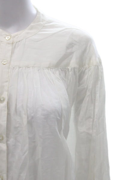 Berenice Womens Basic White Cotton Collared Long Sleeve Blouse Size 1