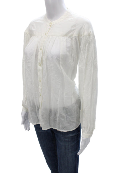 Berenice Womens Basic White Cotton Collared Long Sleeve Blouse Size 1
