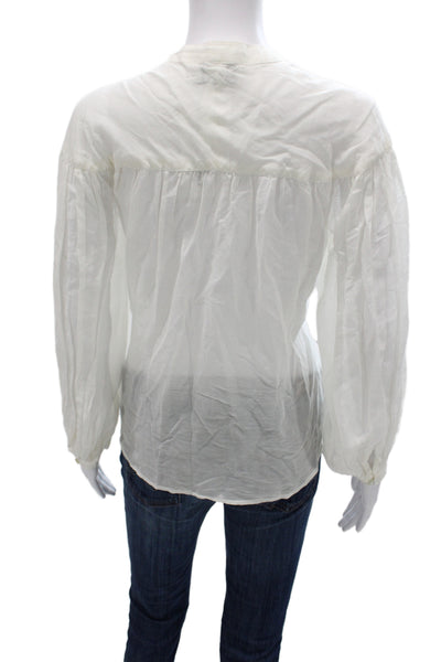 Berenice Womens Basic White Cotton Collared Long Sleeve Blouse Size 1
