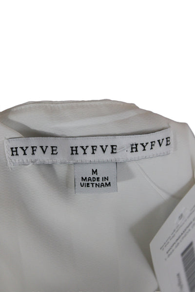 Hyfve Women Camisole Blouse White V-Neck Polyester Sleeveless Size M