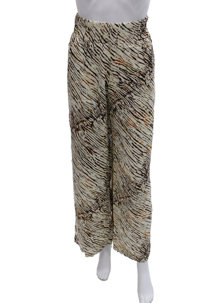 Elan Women Harem Pants Beige Animal Print 100% Modal Pull On Size M