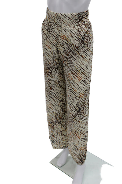 Elan Women Harem Pants Beige Animal Print 100% Modal Pull On Size M