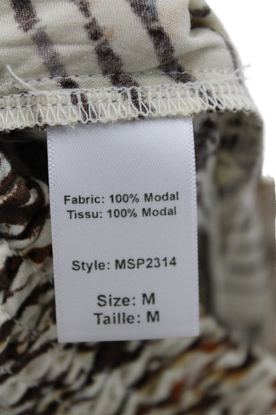 Elan Women Harem Pants Beige Animal Print 100% Modal Pull On Size M