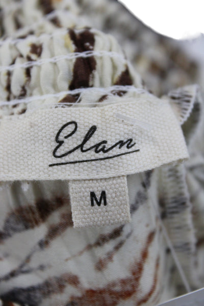 Elan Women Harem Pants Beige Animal Print 100% Modal Pull On Size M