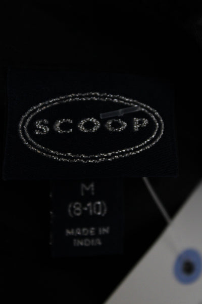 Scoop Womens Shirt Dress Black Collared Short Sleeve Button Cotton Size M