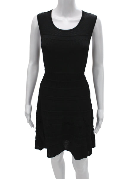BCBGMAXAZRIA Women Black Fit & Flare Dress Sleeveless Scoop Neck Knit Size M