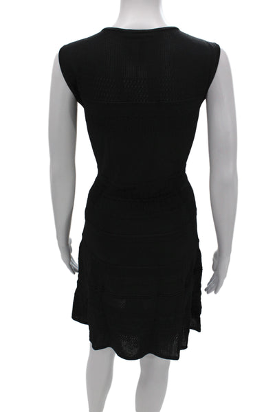 BCBGMAXAZRIA Women Black Fit & Flare Dress Sleeveless Scoop Neck Knit Size M
