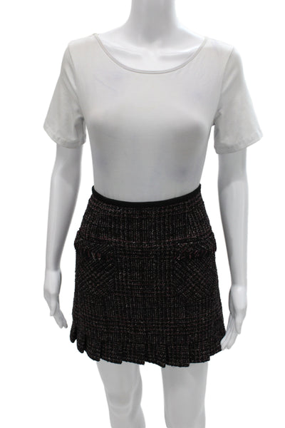 Nanette Lepore Womens Plaid Skirt Suit Black Size 6