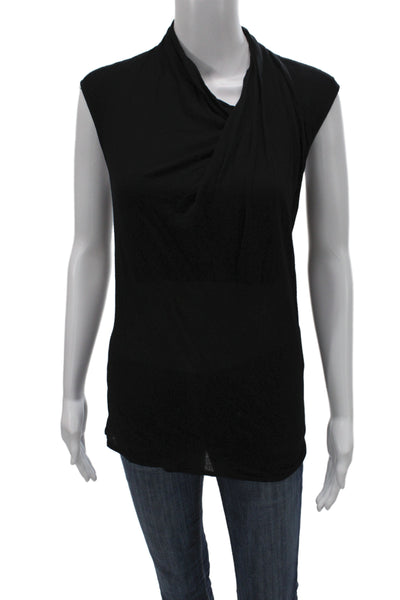 Helmut Lang Women Black Jersey Cowl Neck Sleeveless Tank Size L