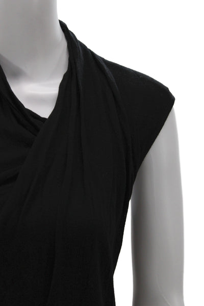 Helmut Lang Women Black Jersey Cowl Neck Sleeveless Tank Size L